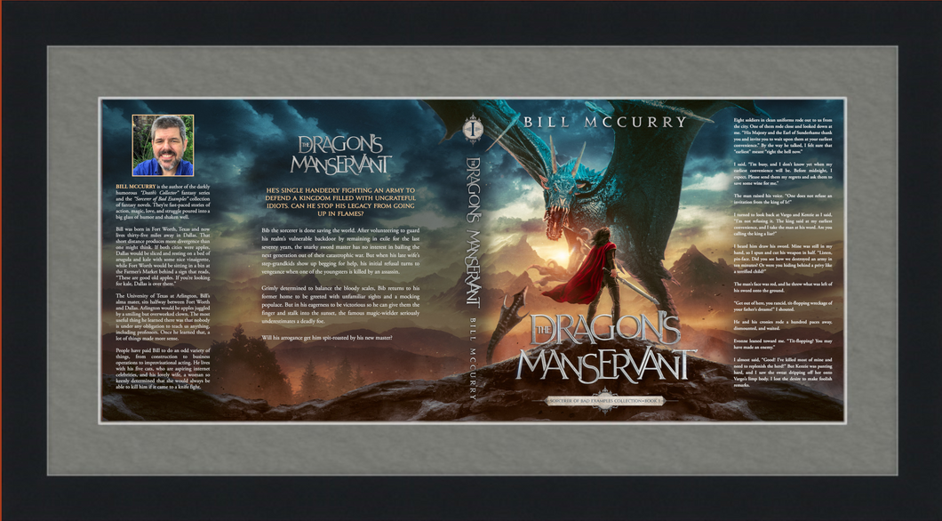 Limited Edition Framed Wall Display of The Dragon's Manservant Dust Jacket - signed and numbered